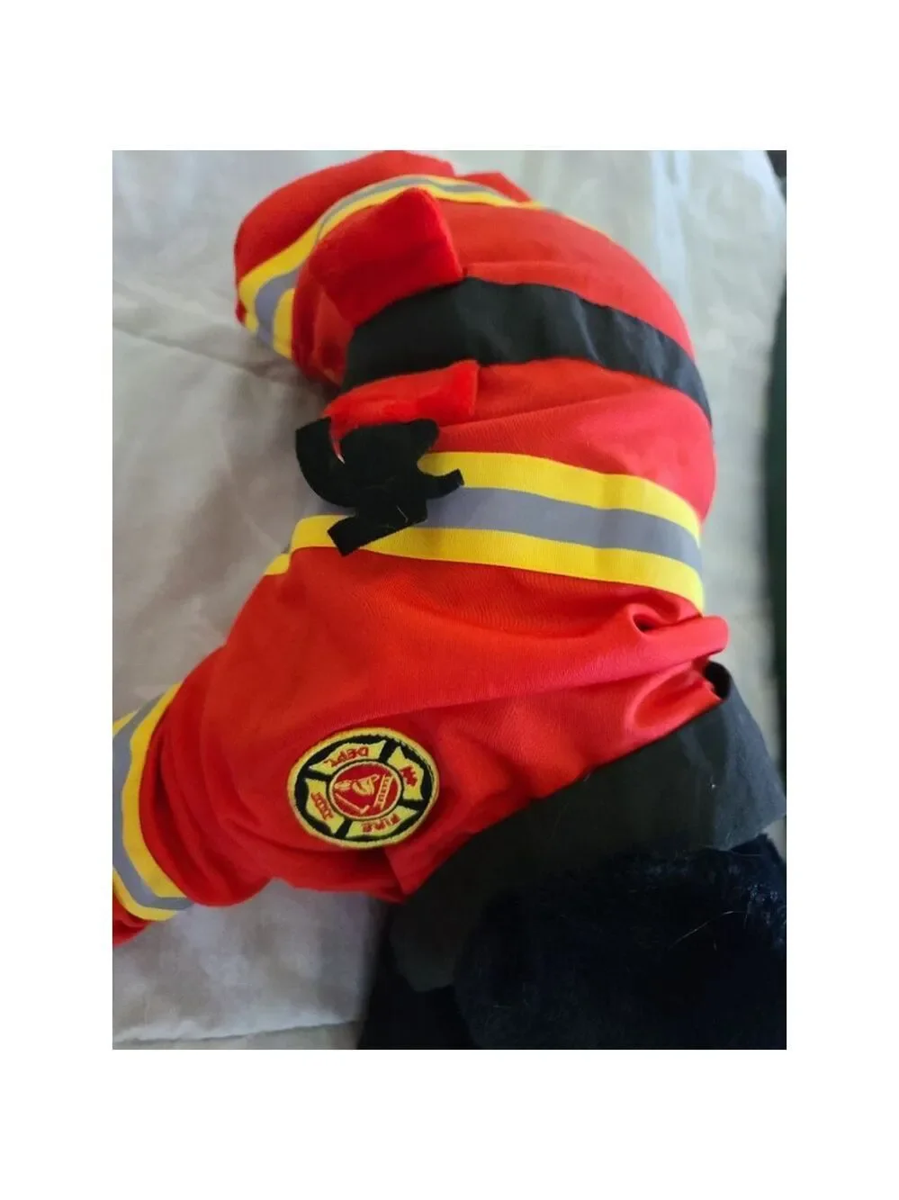 Dog Firefighter Costume, Reflective Red & Black, M